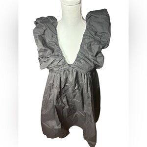 Elegant Black puff shoulder sleeve Midi Dress